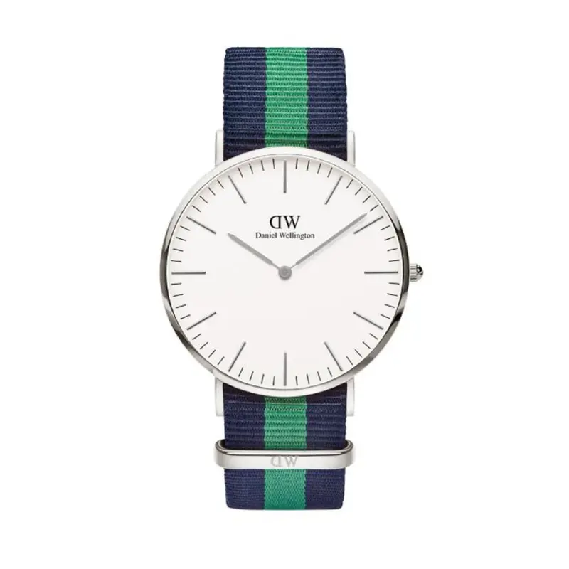 Daniel Wellington Warwick Silver Stainless Steel Dw00100019 Striped Nato Strap Men's Watch 1