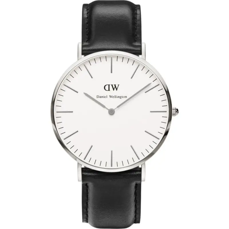 Daniel Wellington White Dial Black Leather Strap Men Watch Dw00100020 1