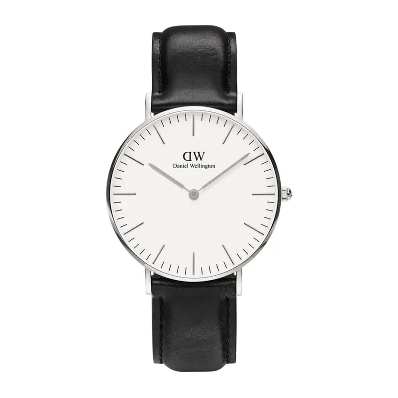 Daniel Wellington White Dial Black Leather Strap Men Watch Dw00100053 1
