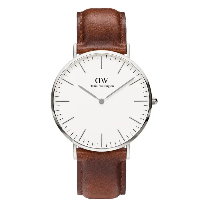Daniel Wellington White Dial Brown Leather Strap Men Watch Dw00100021 1