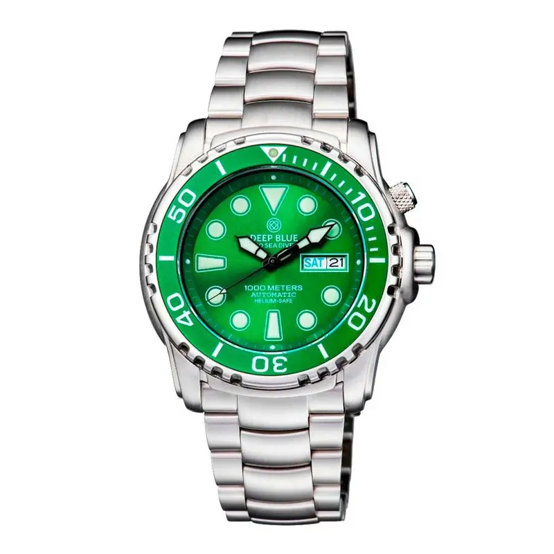 Deep Blue Pro Sea Diver #Psd1kgreengreenblackhnds Diver's Watch 1