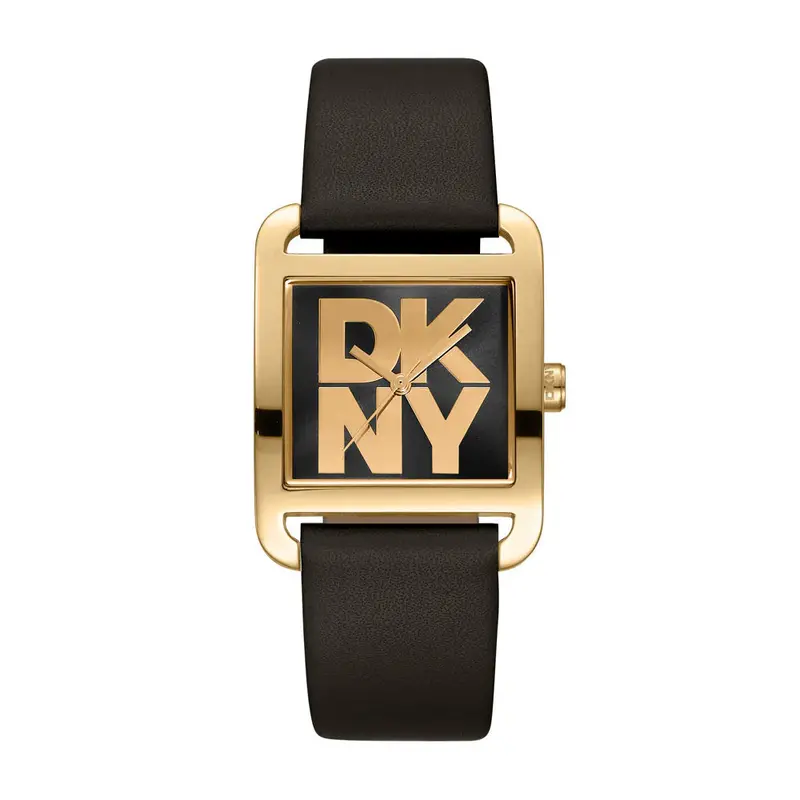 Dkny Consign City Maxi Black Leather Strap Women's Watch Dk1l001l0025 1