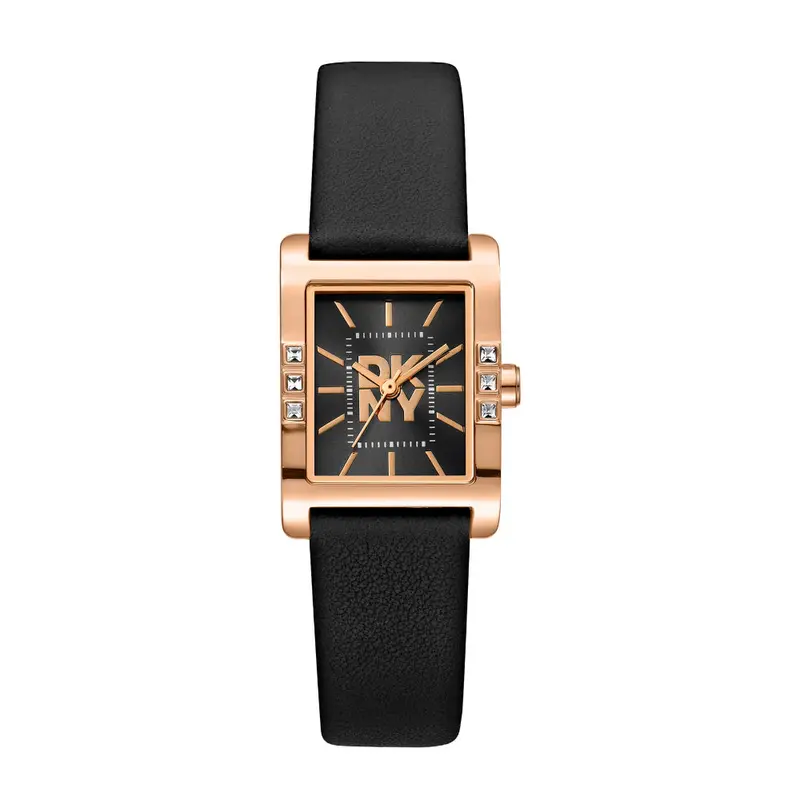 Dkny Consign Logo Black Leather Strap Women Watch Dk1l008l0035 1