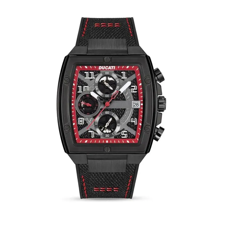 Ducati Chronograph Black With Red Accents Silicone Base Watch Dtwgo0001503 1