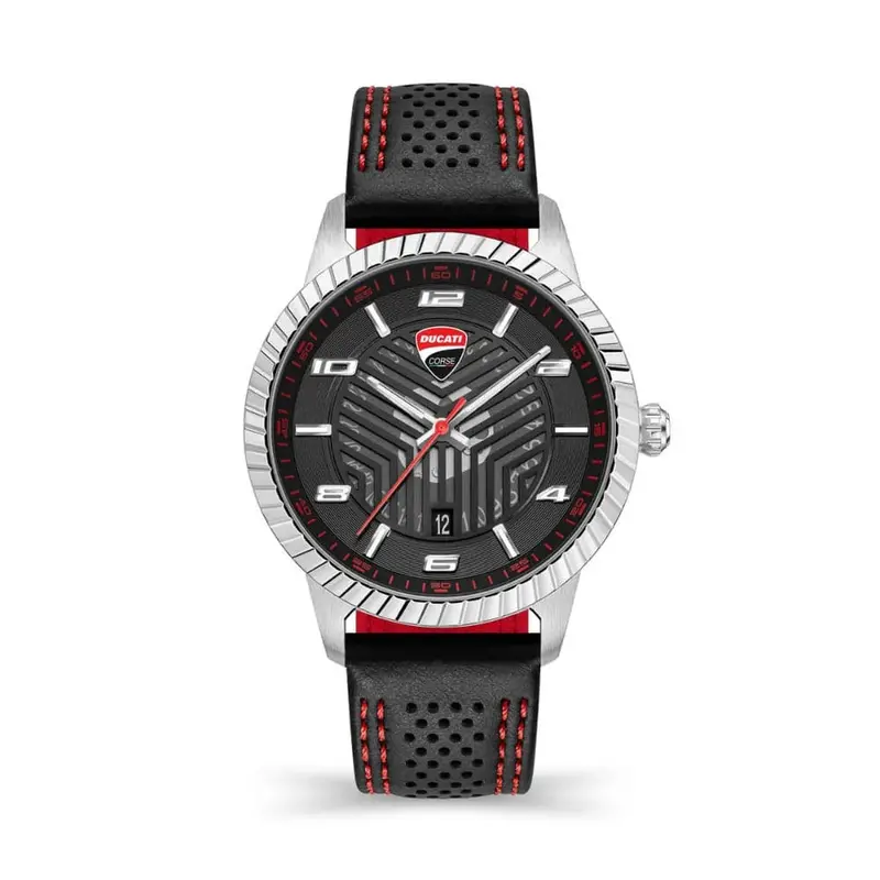 Ducati Corse Black Dial Leather Strap Men Watch Dtwgb0000405 1