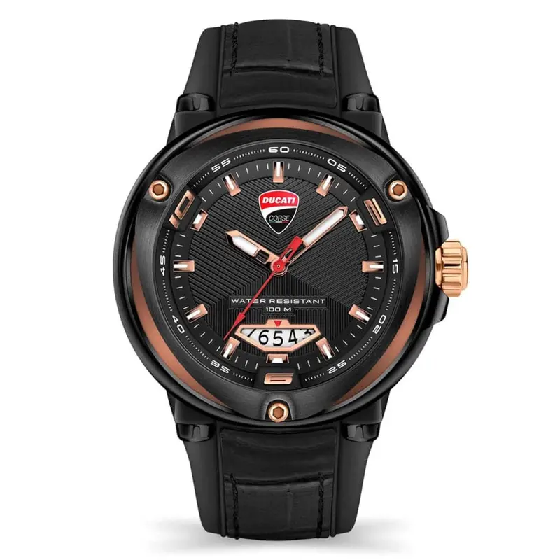 Ducati Corse Black Dial & Leather Strap Men Watch Dtwgn2018901 1