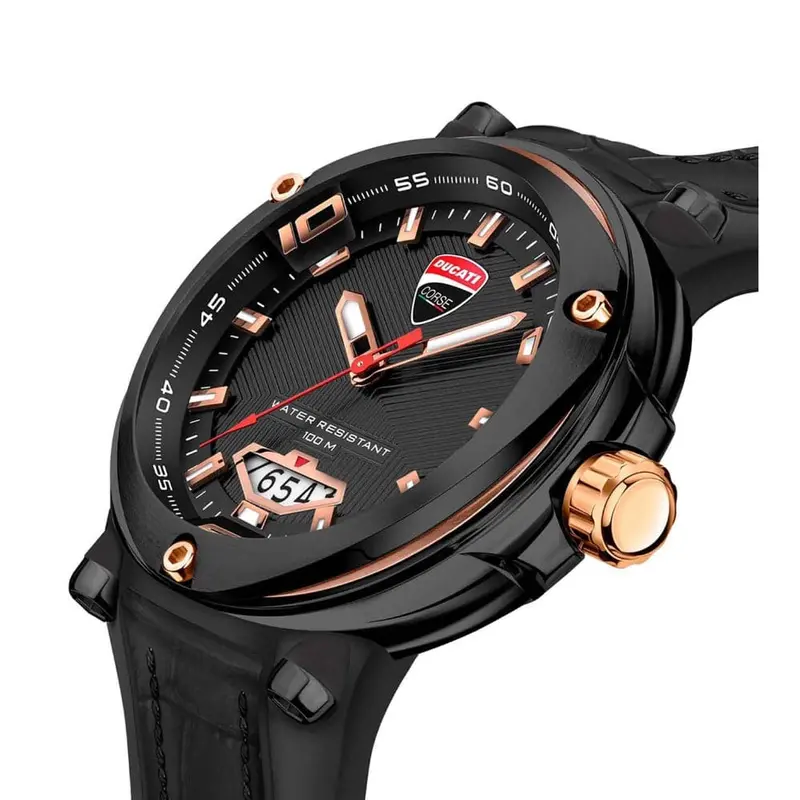 Ducati Corse Black Dial & Leather Strap Men Watch Dtwgn2018901 2