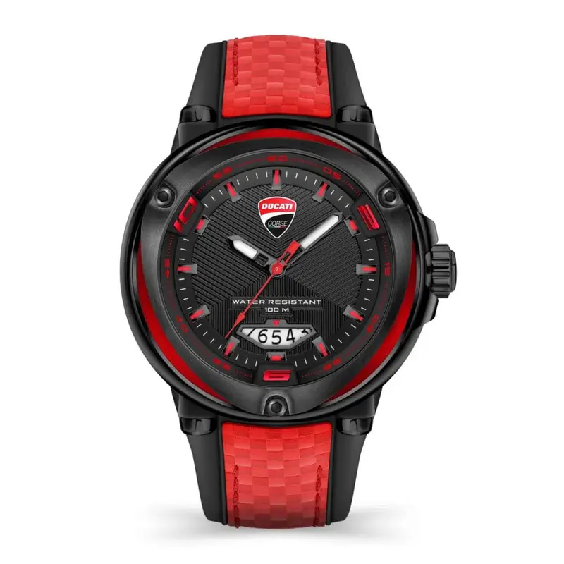 Ducati Corse Black Dial Red Silicone Strap Men Watch Dtwgn2018904 1