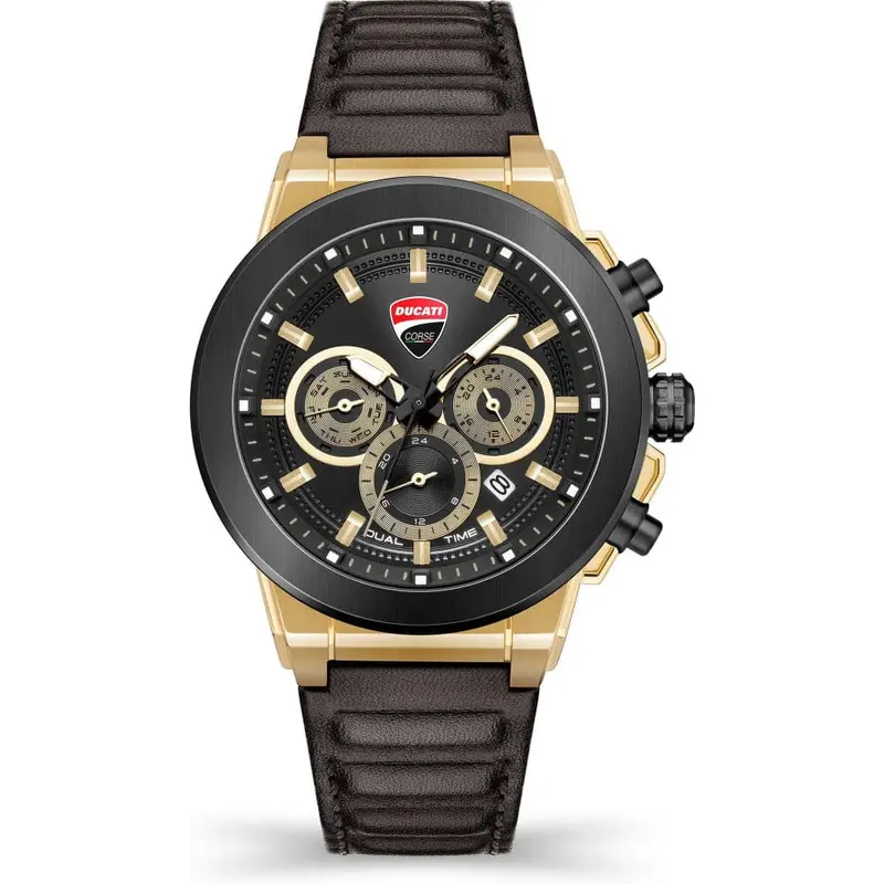 Ducati Corse Chronograph Black Dial Brown Leather Strap Men Watch Dtwgf2019202 1