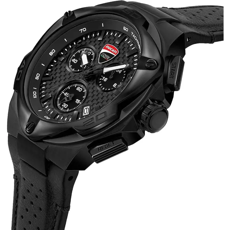 Ducati Corse Chronograph Black Dial Leather Strap Men Watch Dtwgc2019003 2