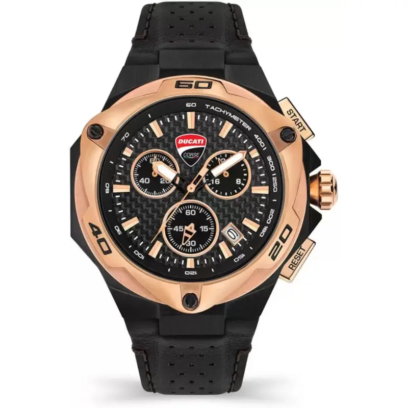 Ducati Corse Chronograph Black Dial Leather Strap Men Watch Dtwgc2019010 1