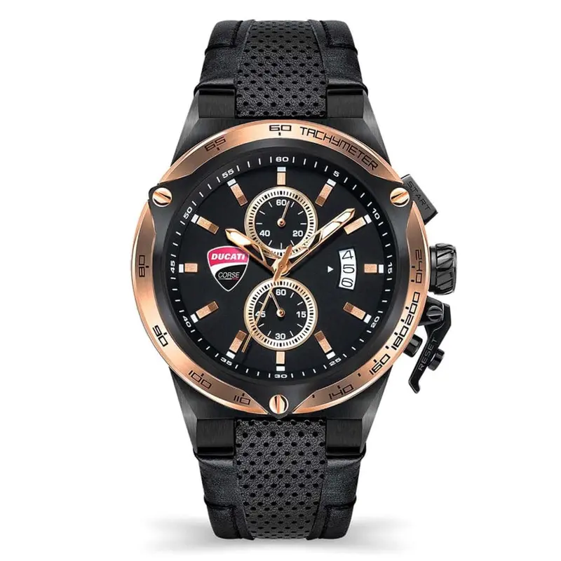 Ducati Corse Chronograph Black Dial Leather Strap Men Watch Dtwgc2019103 1
