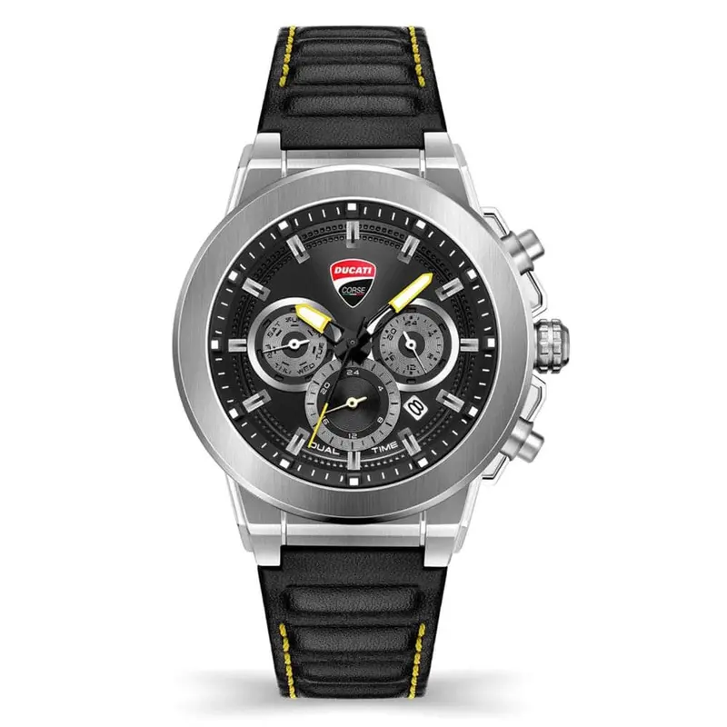 Ducati Corse Chronograph Black Dial Leather Strap Men Watch Dtwgf2019204 1