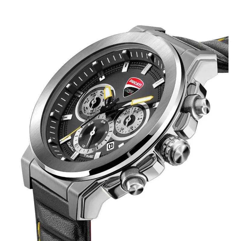 Ducati Corse Chronograph Black Dial Leather Strap Men Watch Dtwgf2019204 2