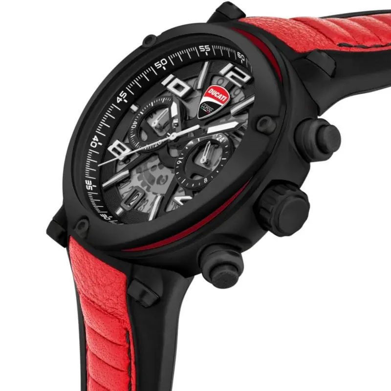Ducati Corse Chronograph Black Dial Red Rubber Strap Men Watch Dtwgo0000201 2
