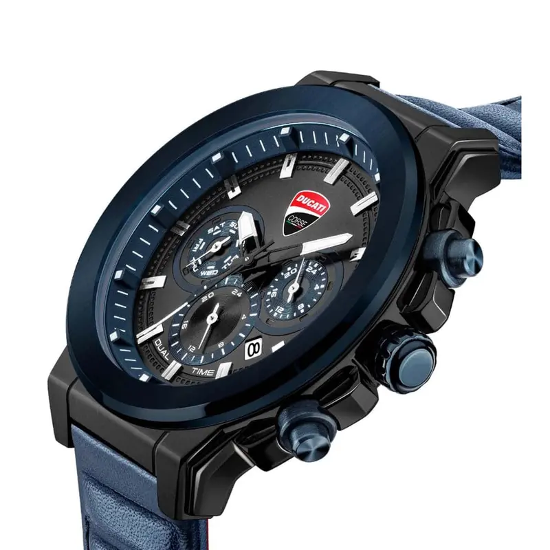 Ducati Corse Chronograph Blue Dial Leather Strap Men Watch Dtwgf2019203 2