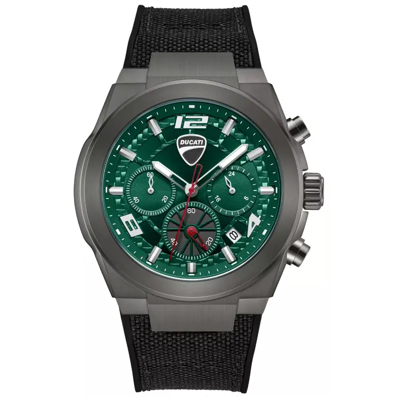 Ducati Green Dial Black Silicone Strap Men's Watch - Chronograph | Dtwgc0002001 1