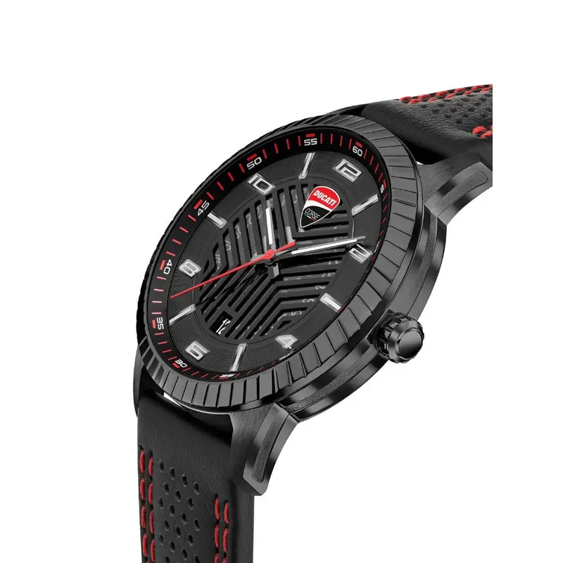 Ducati Podio Analog Black Dial Leather Strap Men Watch Dtwgb0000403 2
