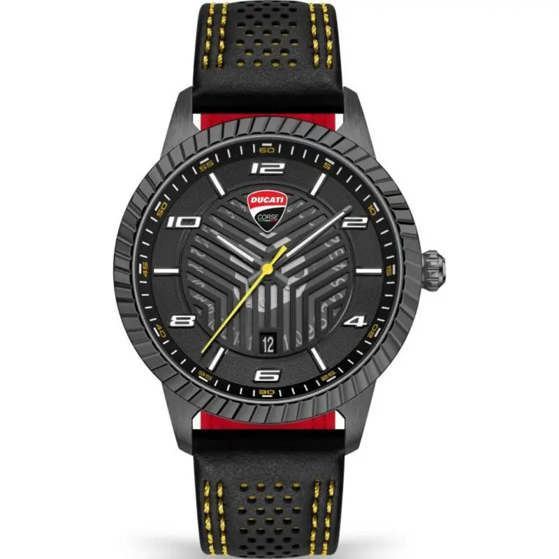 Ducati Podio Black Dial Leather Strap Men Watch Dtwgb0000404 1