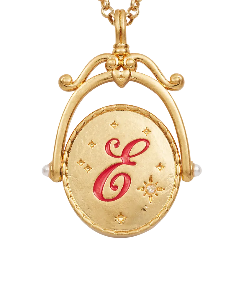 E Initial Echinacea Gold Spinner Necklace 1