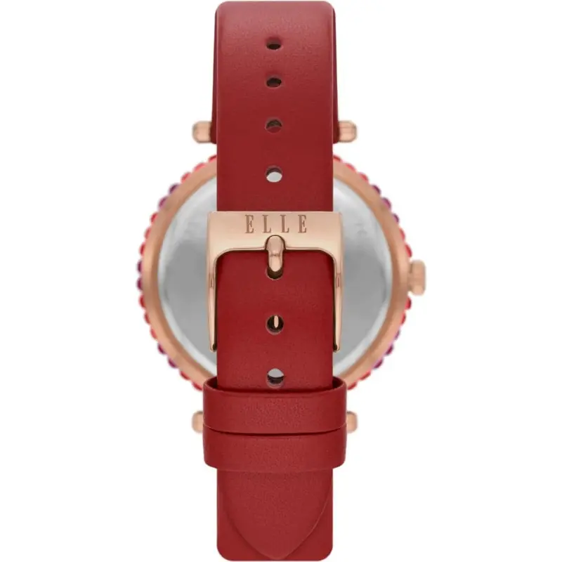 Elle Marais Red Dial & Leather Strap Women Watch Ell23015 2