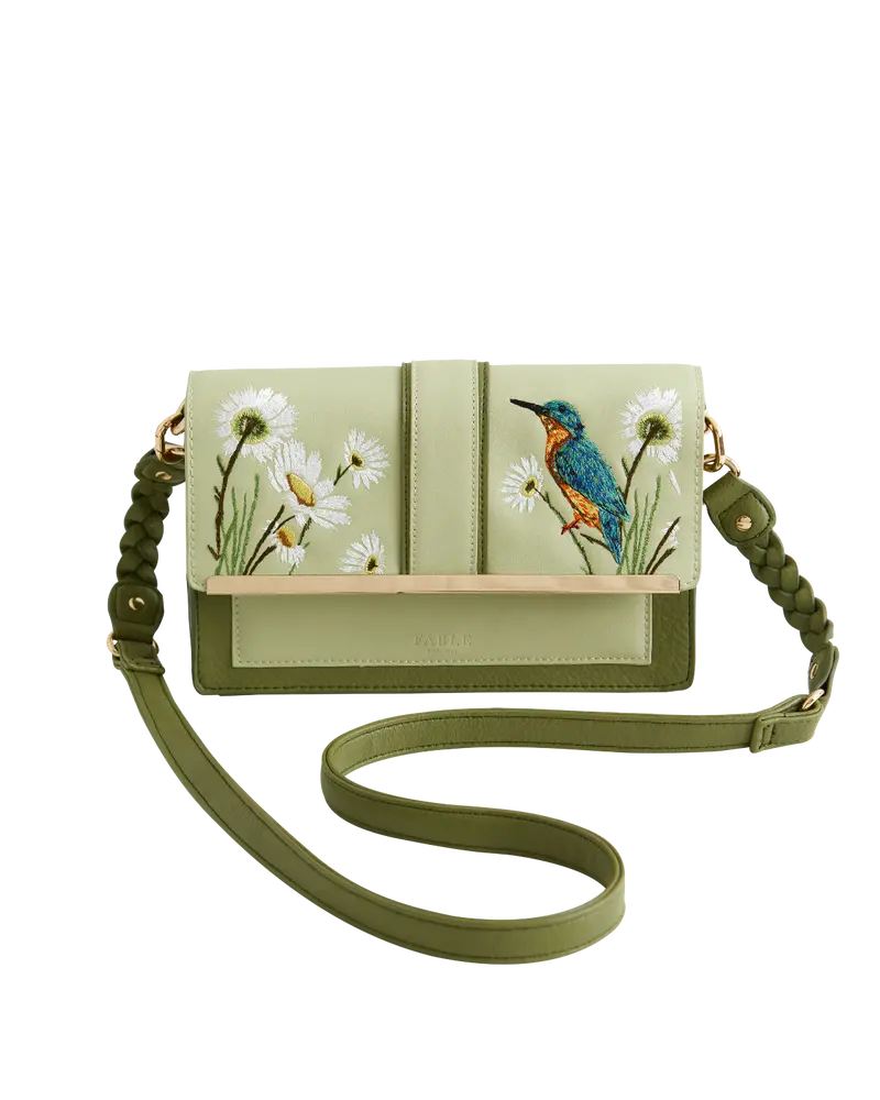 Embroidered Kingfisher Cross Body Bag 1