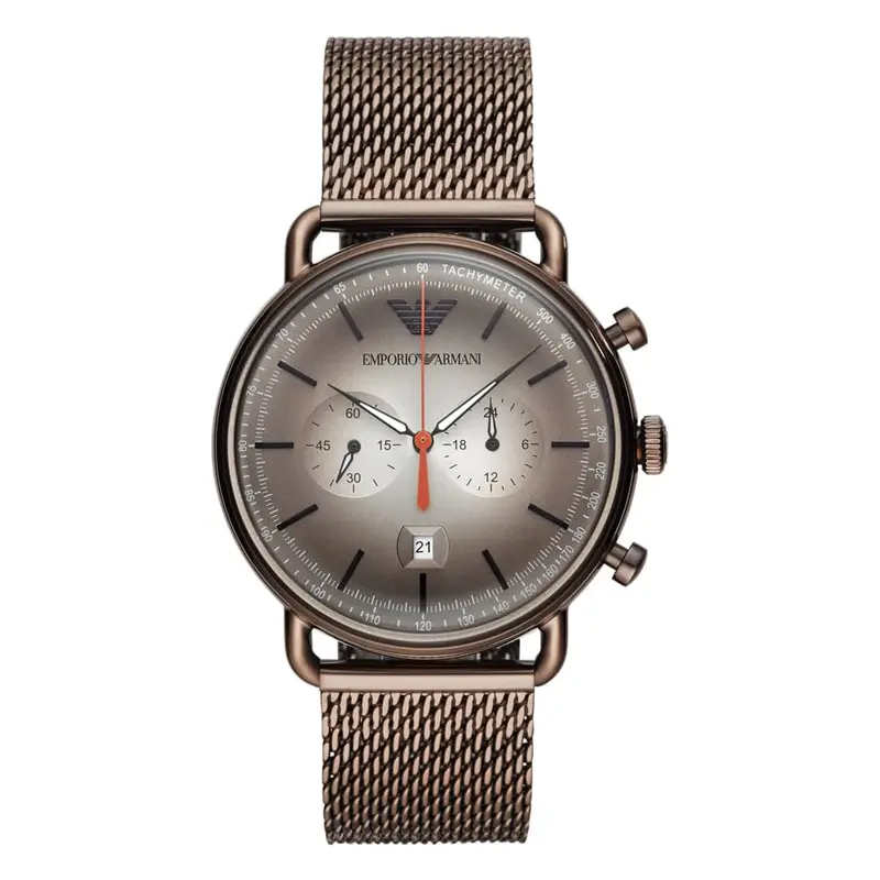 Emporio Armani Analog Quartz Brown Stainless Steel Ar11169 Mesh Strap Men's Watch 1