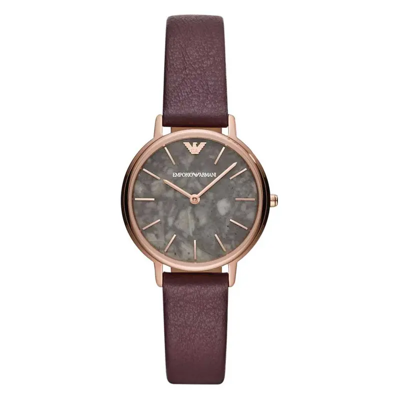 Emporio Armani Analog Quartz Rose Gold Stainless Steel Ar11172p Purple Leather Strap Women's Watch 1