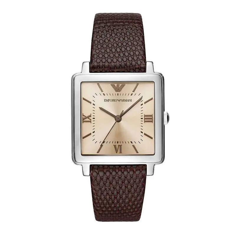 Emporio Armani Analog Quartz Silver Stainless Steel Ar11099 Brown Leather Strap Women’S Watch 1