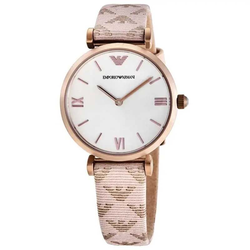 Emporio Armani Ar11126 Nude Leather Strap Women’S Watch 1