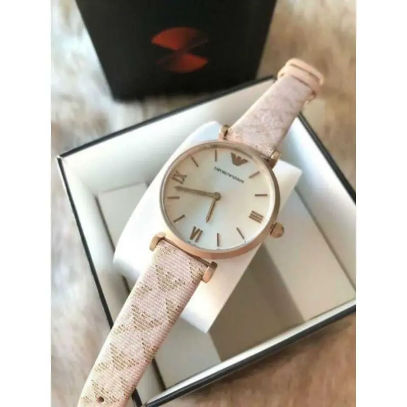 Emporio Armani Ar11126 Nude Leather Strap Women’S Watch 2