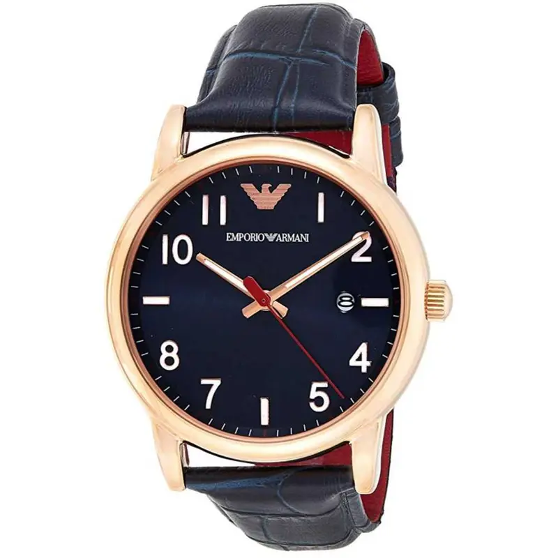Emporio Armani Ar11135 Navy Leather Strap Men’S Watch 1