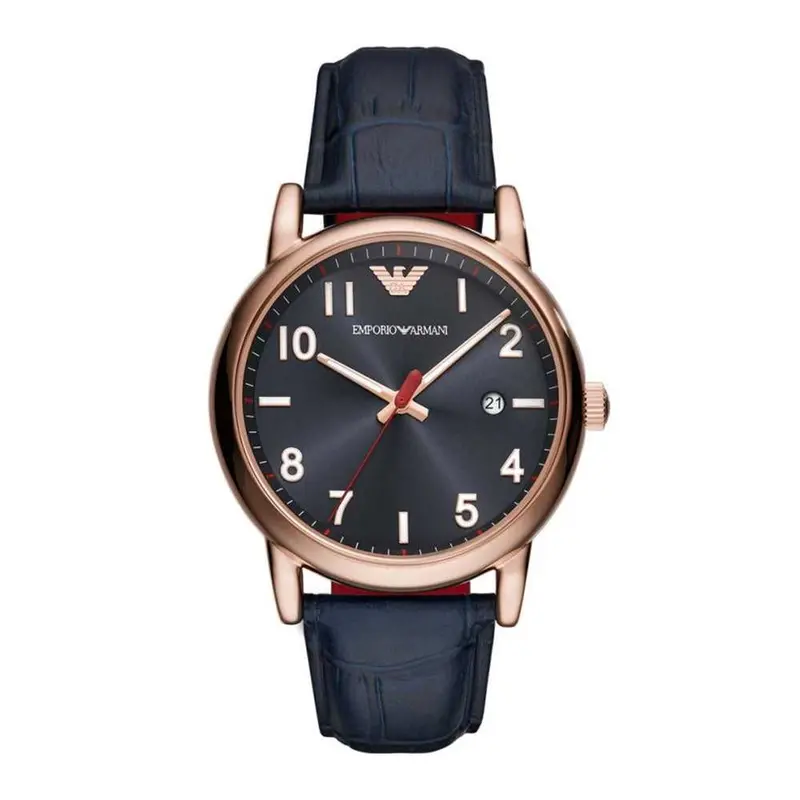 Emporio Armani Ar11135 Navy Leather Strap Men’S Watch 2