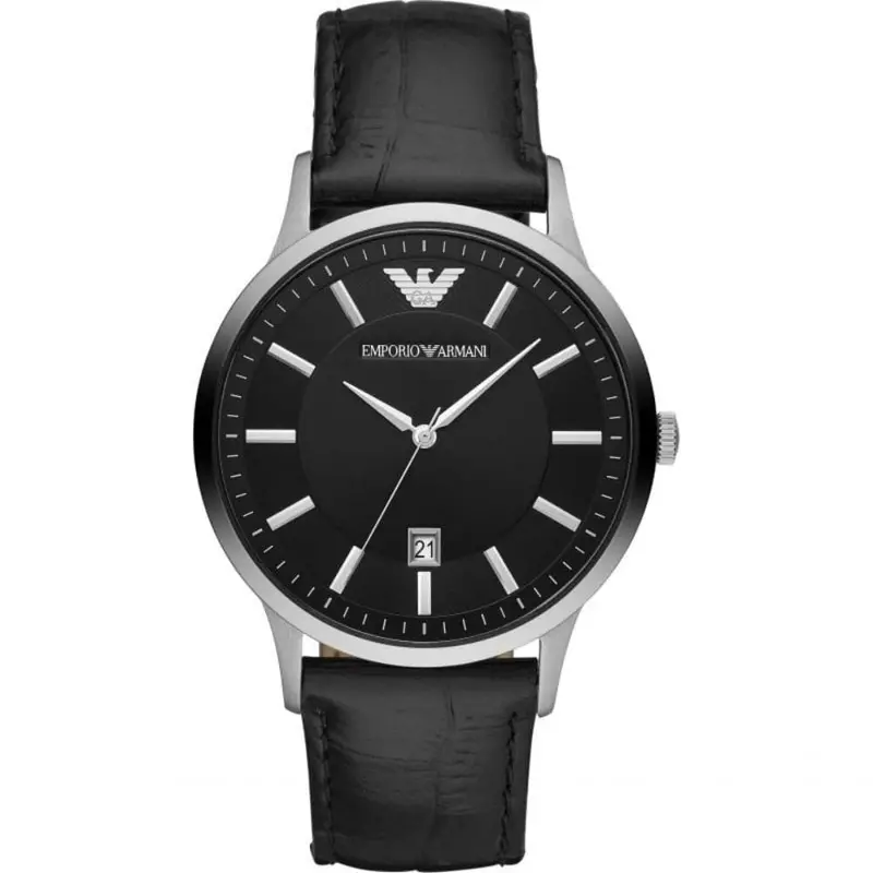 Emporio Armani Ar11186 Black Leather Men's Watch 1