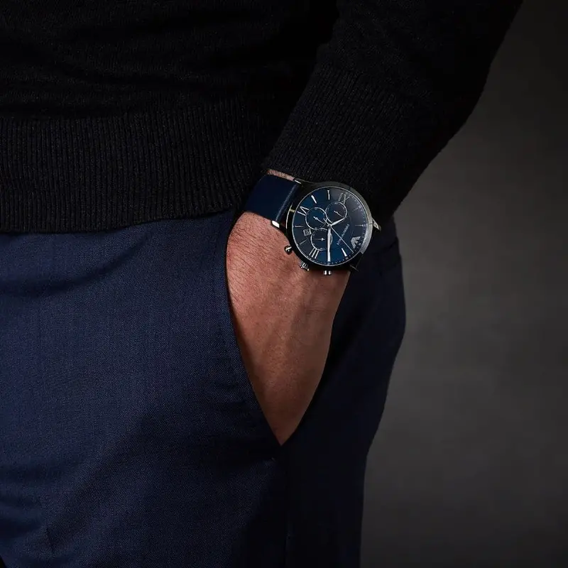 Emporio Armani Ar11226 Blue Leather Men's Watch 2