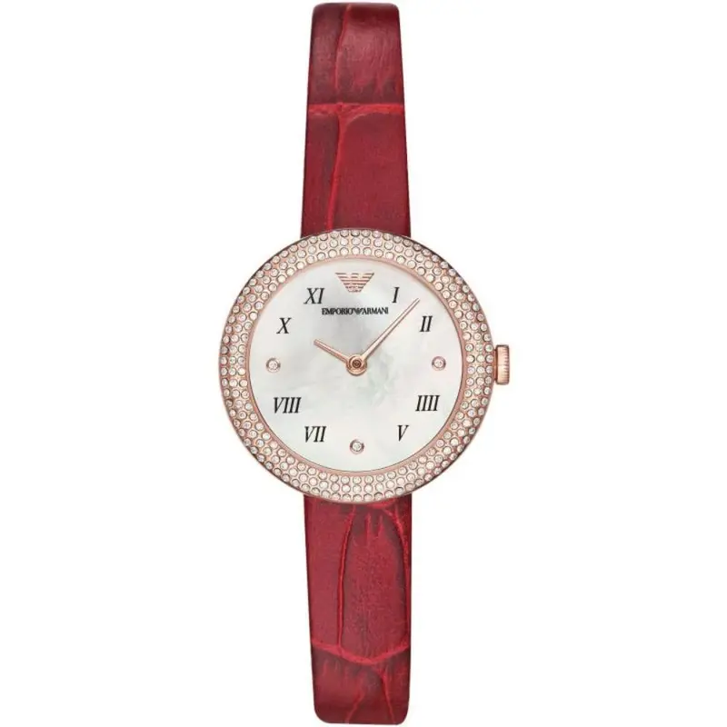 Emporio Armani Ar11357 Two-Handed Red Leather Women's Watch 1