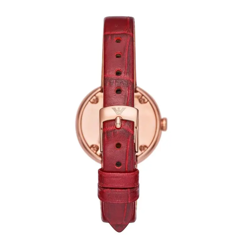 Emporio Armani Ar11357 Two-Handed Red Leather Women's Watch 2