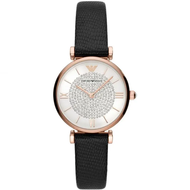 Emporio Armani Ar11387 Black Leather Women Watch 1