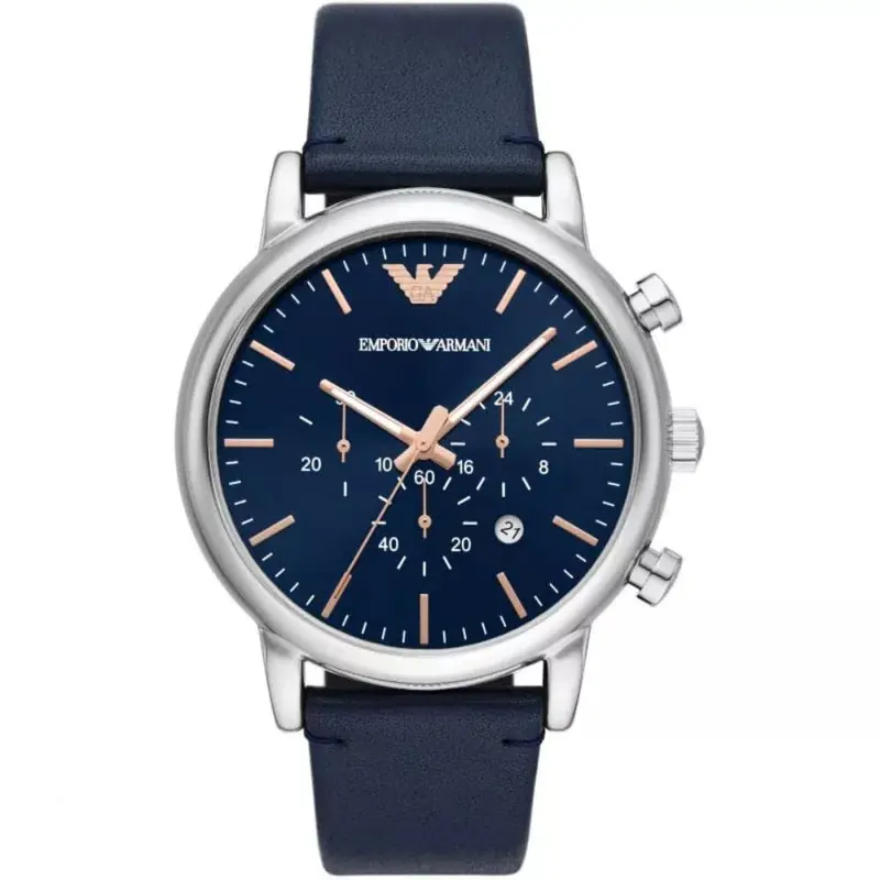 Emporio Armani Ar11451 Blue Leather Men Watch 1