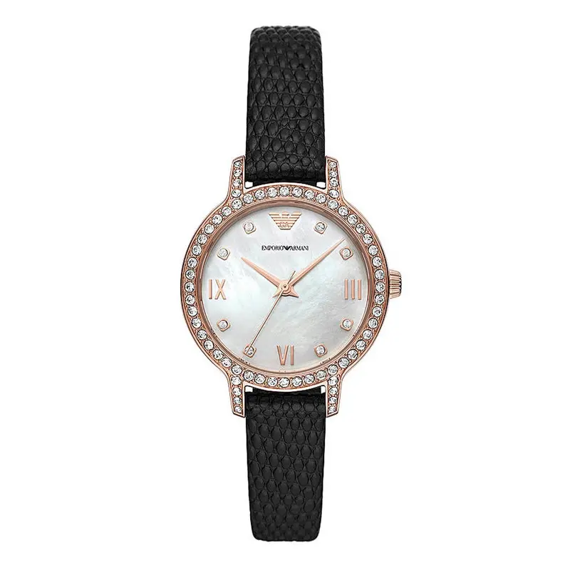 Emporio Armani Ar11485 Black Leather Women Watch 1