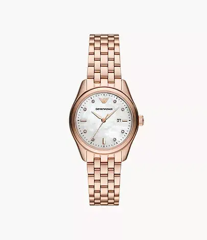 Emporio Armani Ar11615 Three-Hand Date Rose Gold Stainless Steel Watch 1