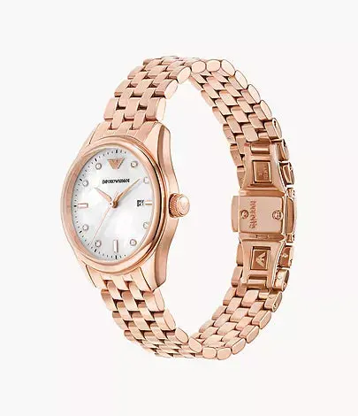 Emporio Armani Ar11615 Three-Hand Date Rose Gold Stainless Steel Watch 2