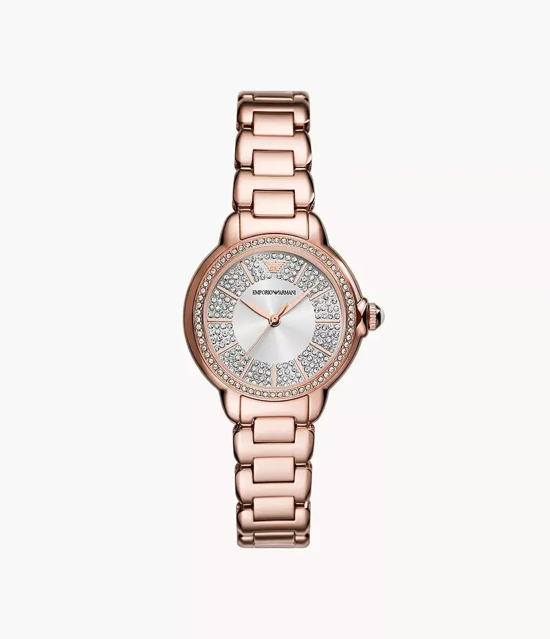 Emporio Armani Ar11633 Sunray Crystals Rose Gold Steel Watch 1