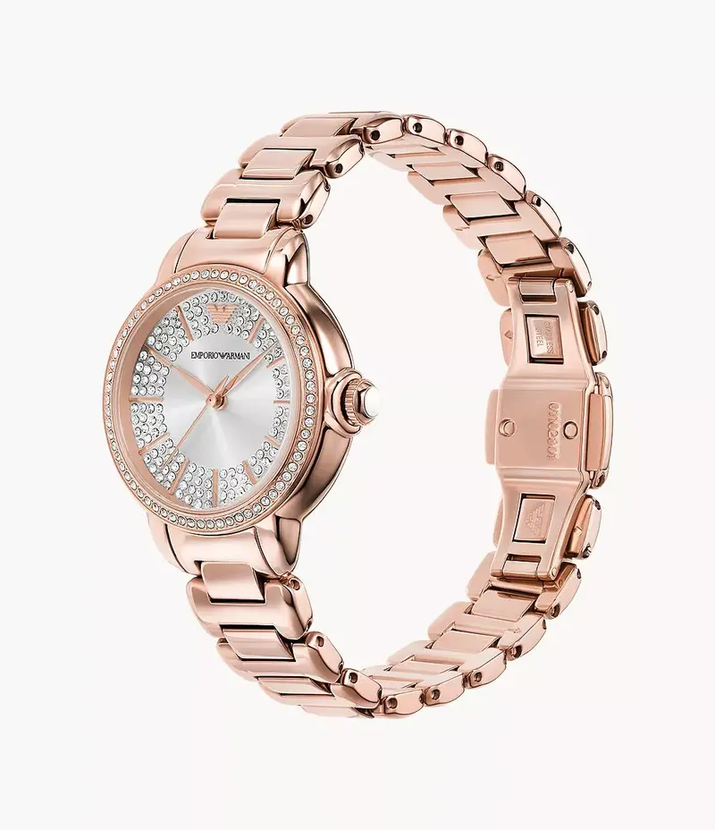 Emporio Armani Ar11633 Sunray Crystals Rose Gold Steel Watch 2