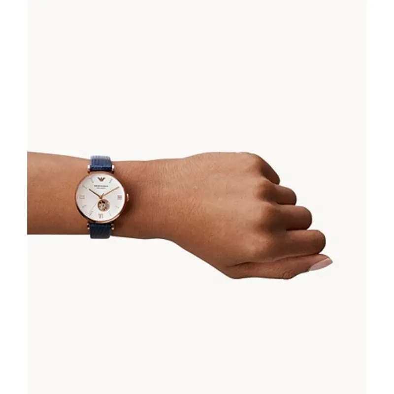 Emporio Armani Ar60020 Blue Leather Women's Watch 2