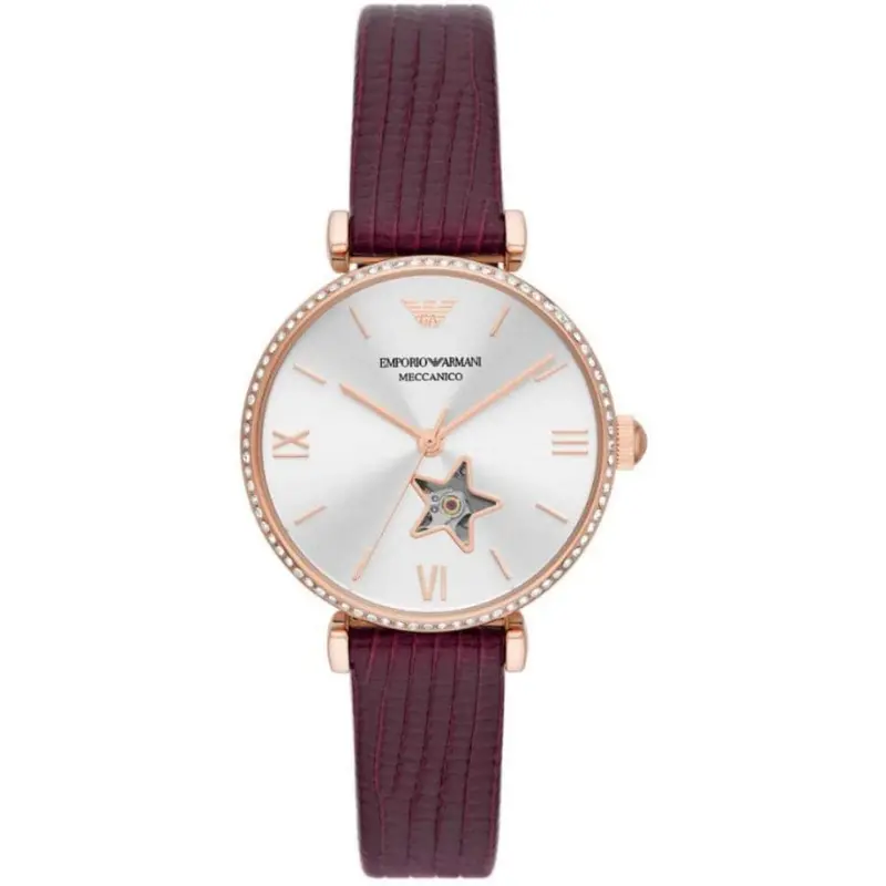 Emporio Armani Ar60044 Burgundy Leather Women Watch 1