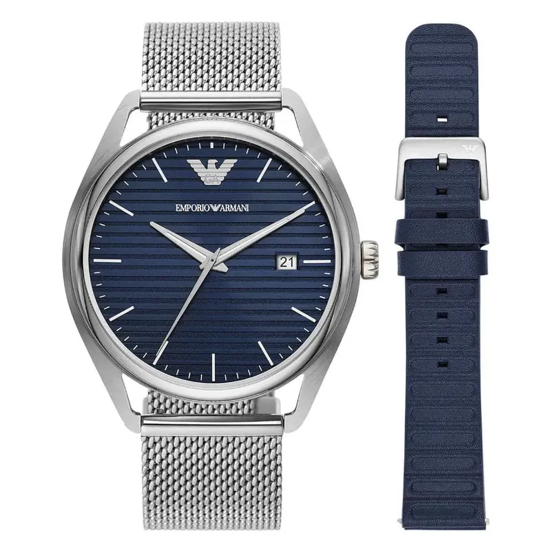Emporio Armani Ar80054 Stainless Steel Mesh And Interchangeable Strap Set Women's Watch 1