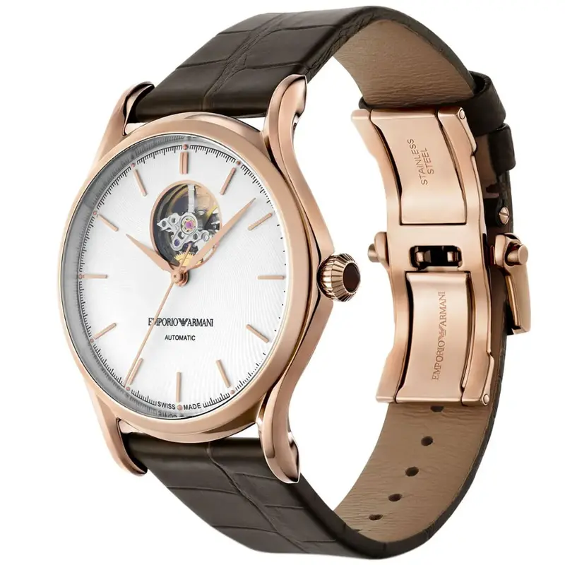 Emporio Armani Ars3301 Brown Leather Strap Men's Watch 2