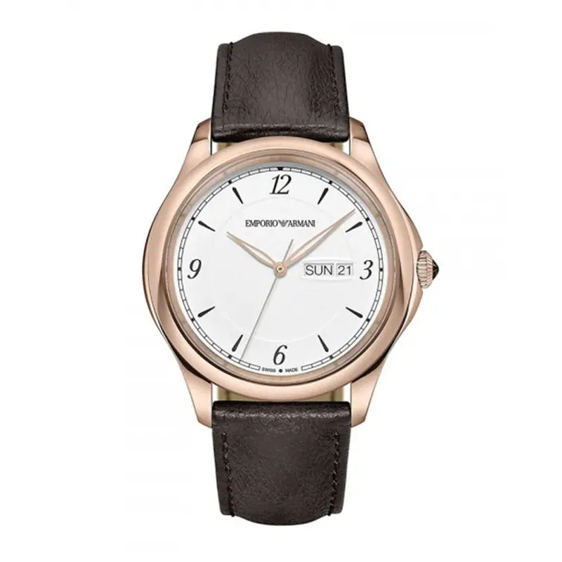 Emporio Armani Automatic Rose Gold Stainless Steel Ars8601 Brown Leather Strap Men's Watch 1
