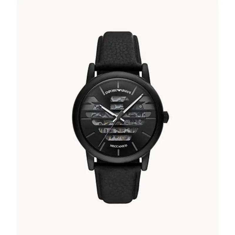 Emporio Armani Automatic Three-Hand Black Leather Men's Watch Ar60032 1